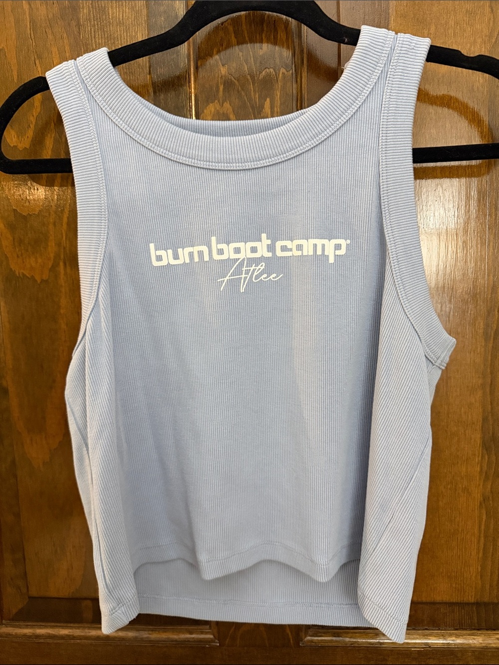 EUC Burn Boot Camp Blue Ribbed Cropped Tank Top- Size XL